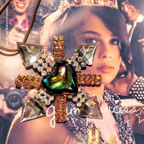 Wendy Gell Pendant Rainbow Heart Maltese Cross - Picture 3 of 4